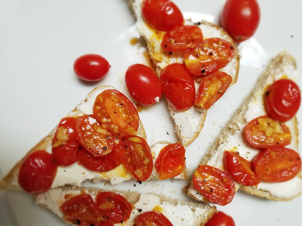 Cherry Tomato Toasts + Tofu Kimchi&nbsp;Soup